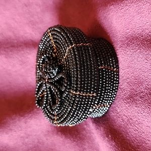 Small oval glass bead jewelry box